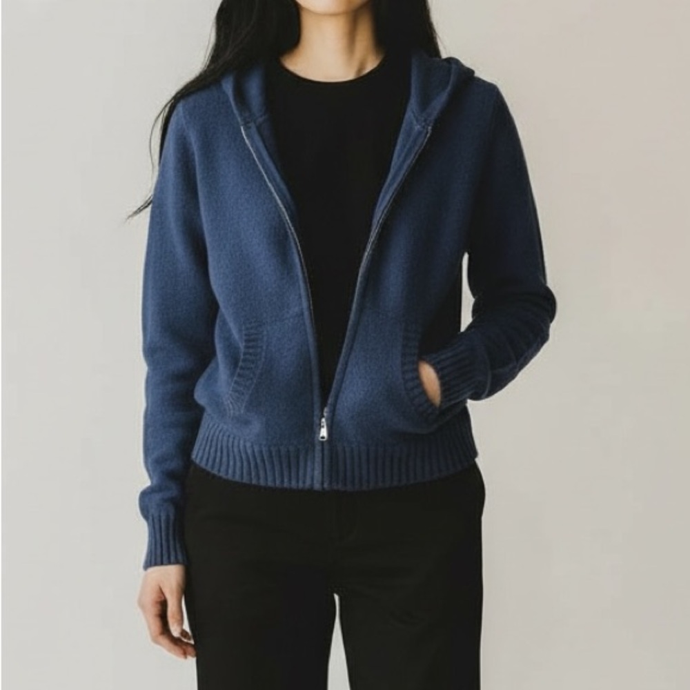 Bp Nordstrom Full zip hoodie hooded sweater Ladies size small Blue